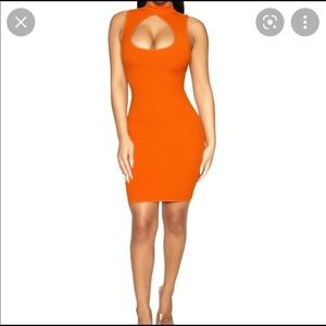Naked Wardrobe Orange Keyhole Mini Dress